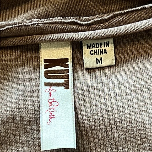 KUT FROM THE KLOTH Taupe Ruched Bodycon Midi Dress Chain Detail Size Medium - Picture 7 of 8